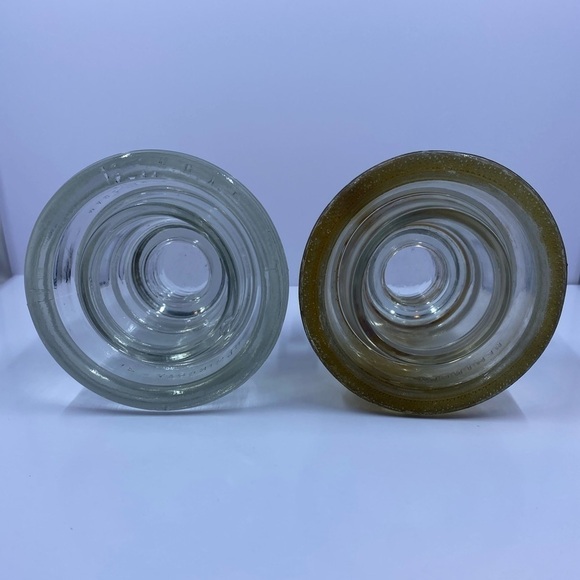 2 GLASS INSULATORS~FROM UTILITY POLE~HEMINGRAY #45 W/FLAT BOTTOM~G23 - Picture 3 of 13